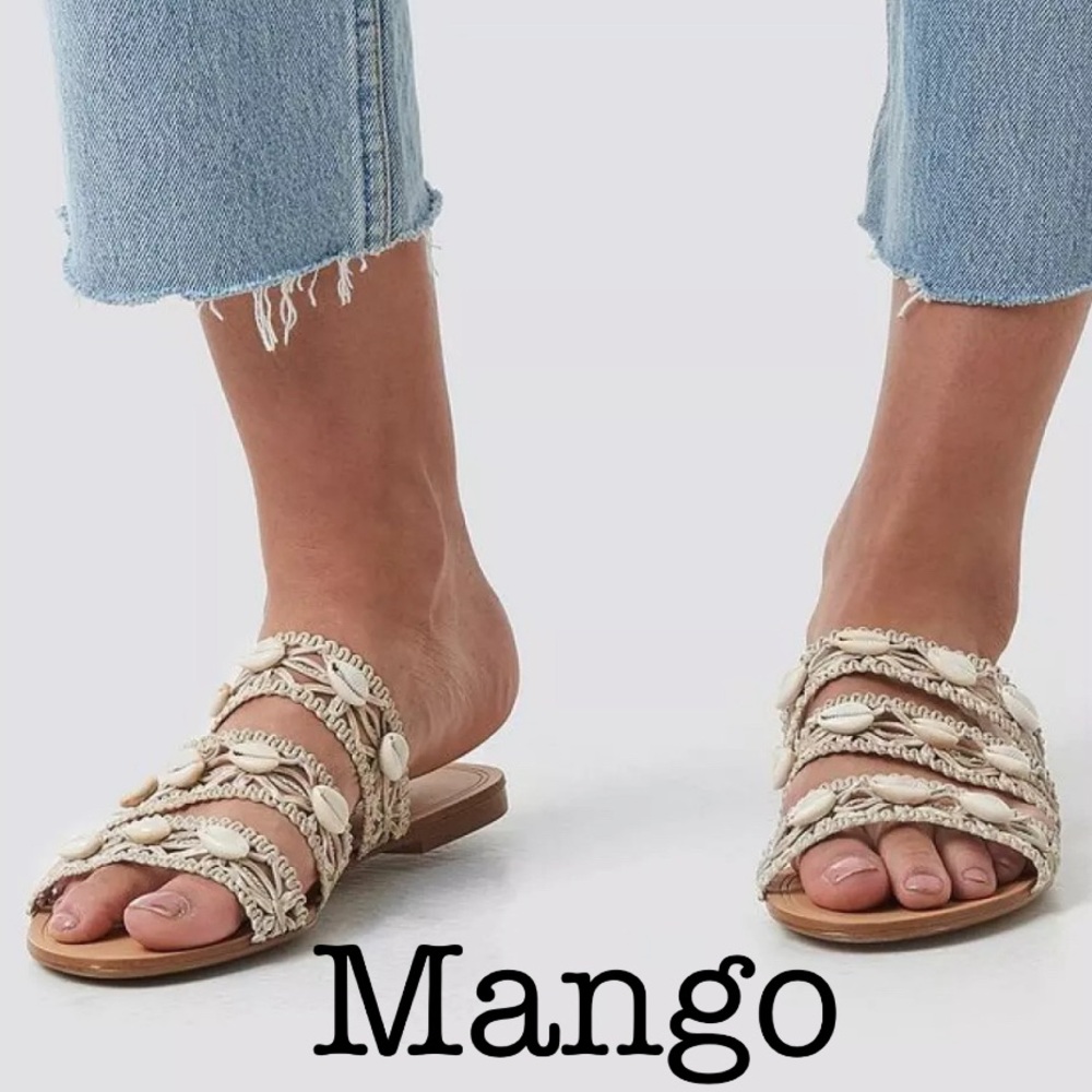 Mango The Loqui Braided Seashell Sandals Size 37